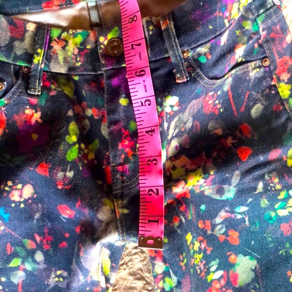 Mother Floral Black Denim Wild Flowered Jeans with Ankle zippers and low riseY2K - Picture 5 of 9